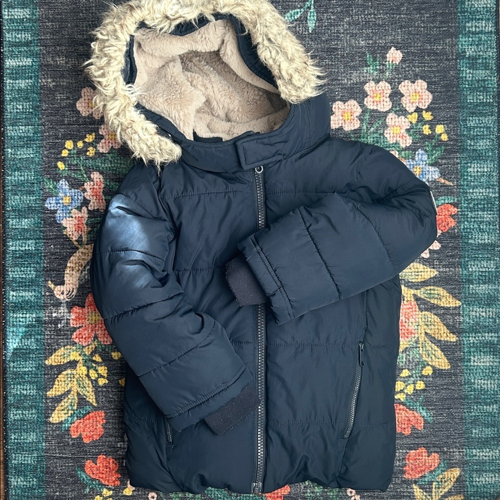 Abercrombie Ultra Collection Navy Blue Puffer Parka with Hood, Size 5/6